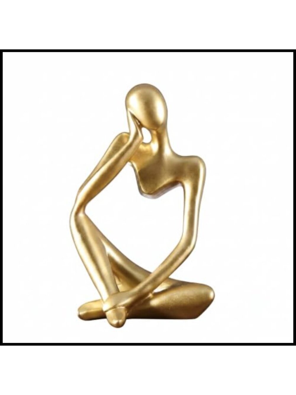 Sandstone Resin Thinker Statue Matte Stone Desk Figurine Right-Hand Pose